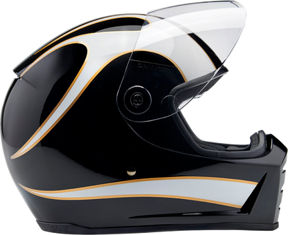 BILTWELL Lane Splitter Helmet - Gloss Black/White Flames - XS 1004-570-501