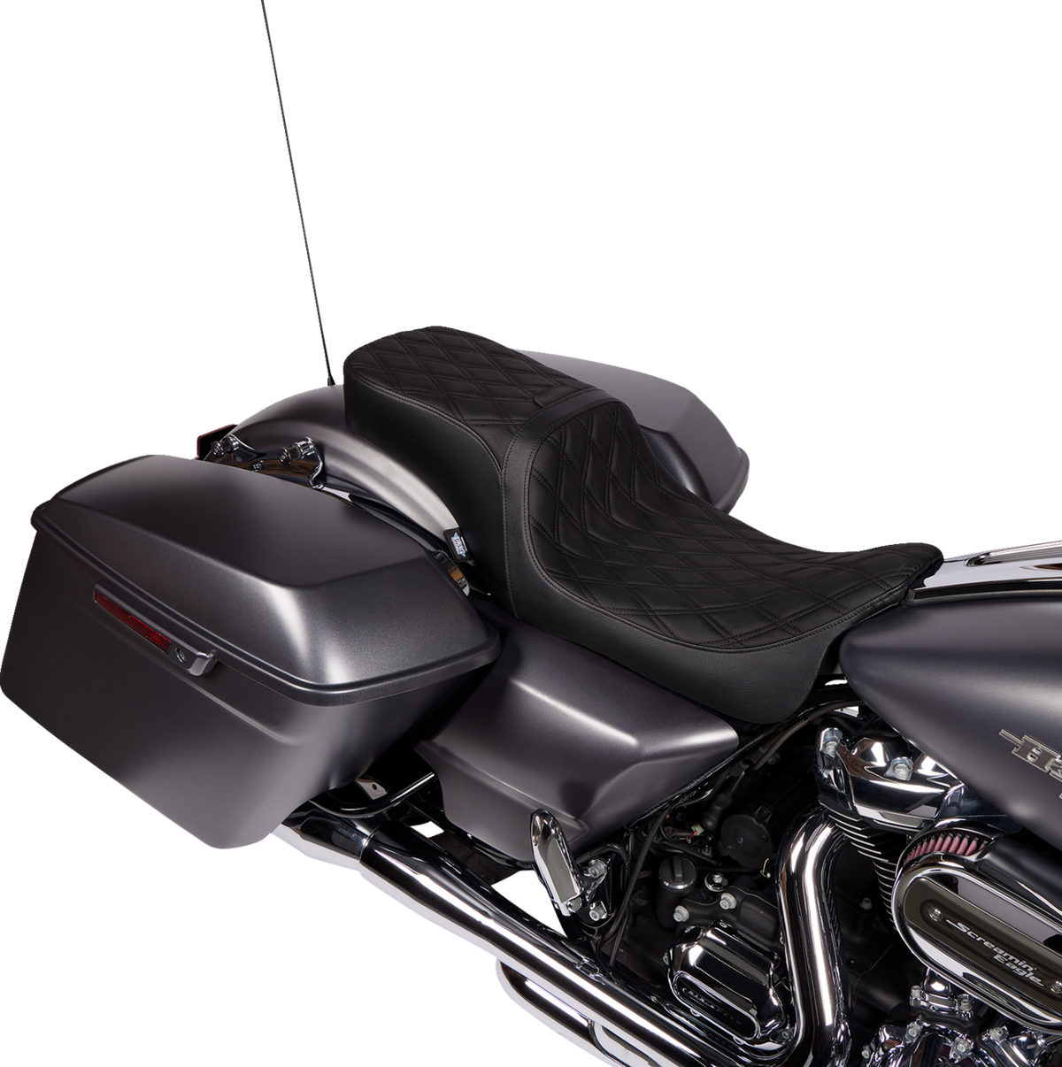 DRAG SPECIALTIES SEATS Predator 2-Up Seat - Vinyl - Double Diamond - w/o Backrest - FLH/FLTR '08-'23 0801-1500
