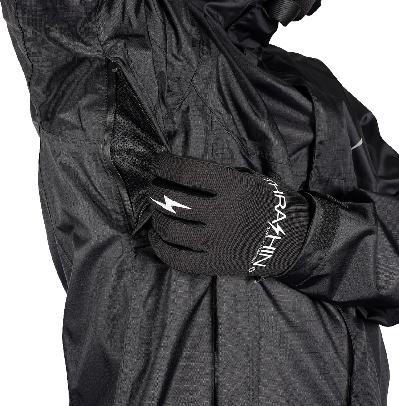 THRASHIN SUPPLY CO. Mission WP Rain Jacket - Black - Medium TMJ-15-09