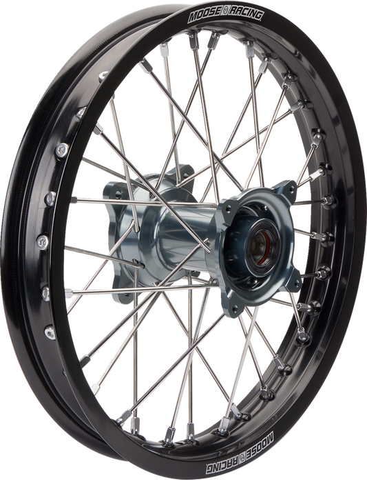 MOOSE OFFROAD Wheel Assembly - SX-1 - Complete - Rear - Black Wheel/Gray Hub - 16x1.85 - SX/TC 85 MR-18516-BKGY