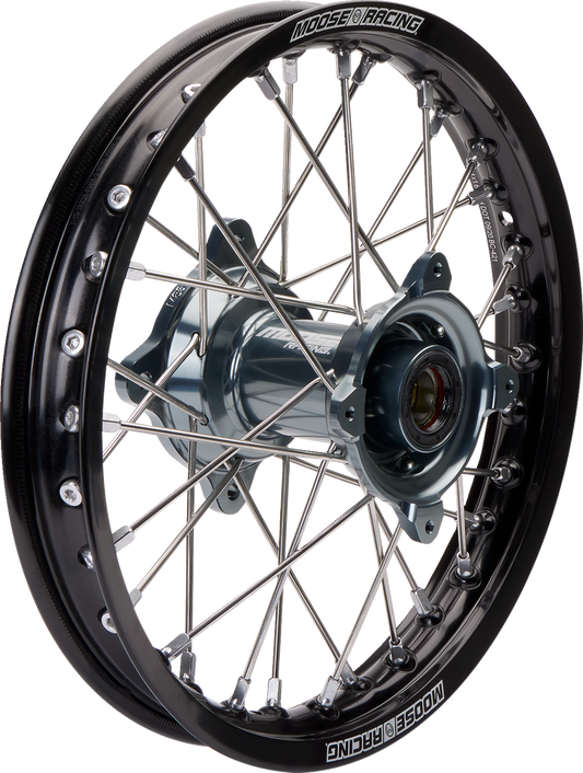 MOOSE OFFROAD Wheel Assembly - SX-1 - Complete - Rear - Black Wheel/Gray Hub - 14x1.6 - SX/TC 85 MR-16014-BKGY