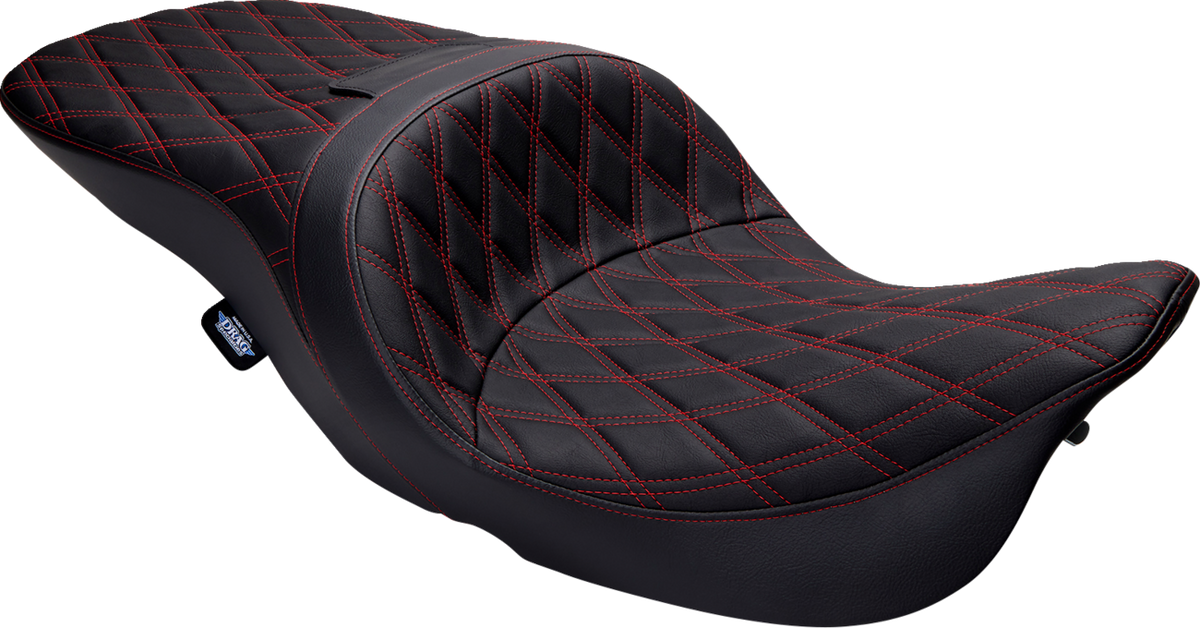 DRAG SPECIALTIES SEATS Freedom Seat - Vinyl - Double Diamond Red Stitch - FLH '97-'07 08011507-4676D