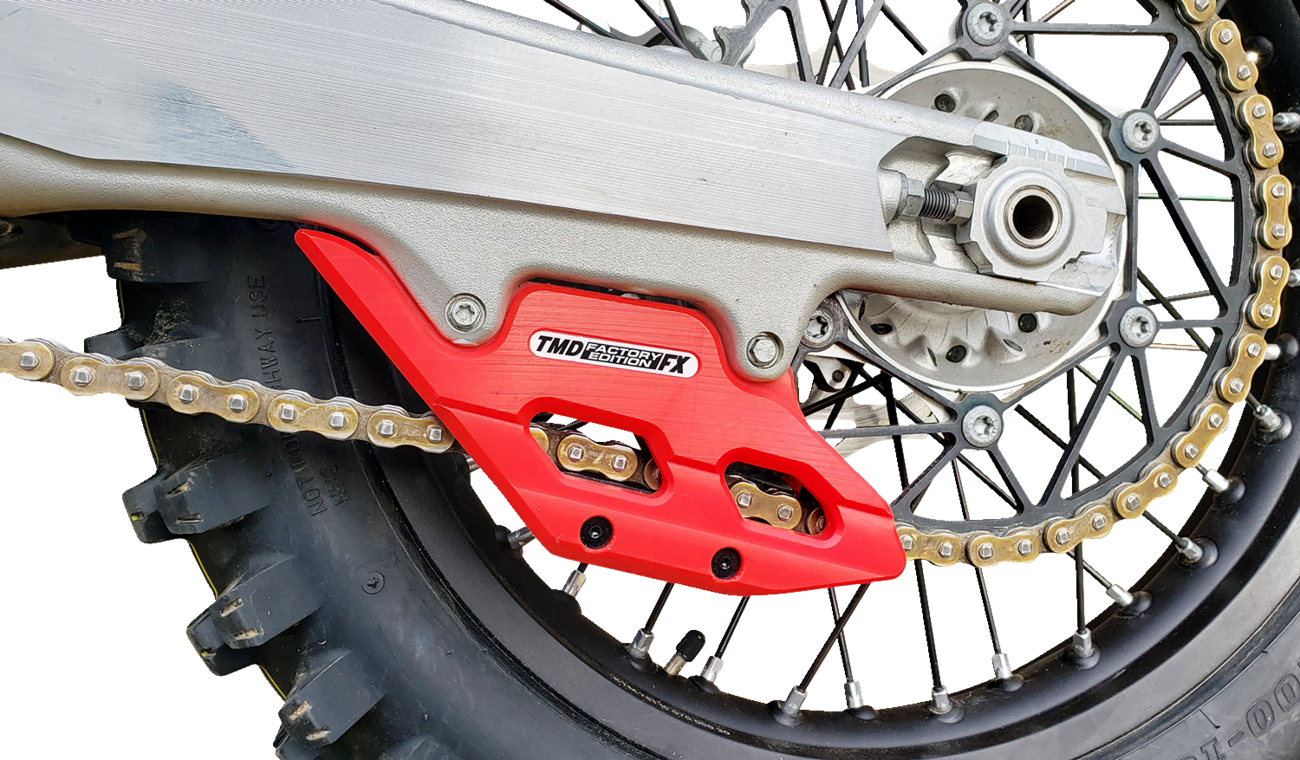 T.M. DESIGNWORKS Factory Edition Chain Guide With Replacement Wear Pad - Red - Gas Gas/Husqvarna/KTM RCG-KT5-RD