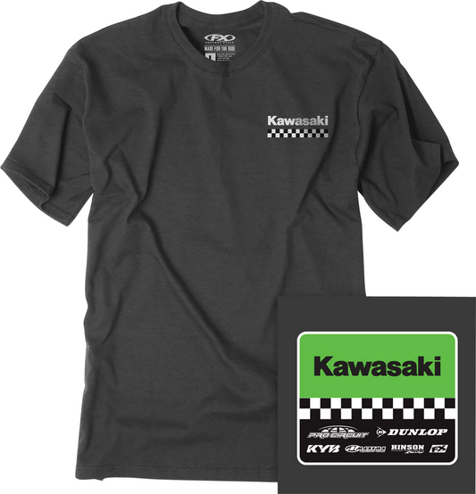 Factory Effex Youth Kawasaki Starting Line T-Shirt - Heather Charcoal - Medium (Part No. 27-83102)