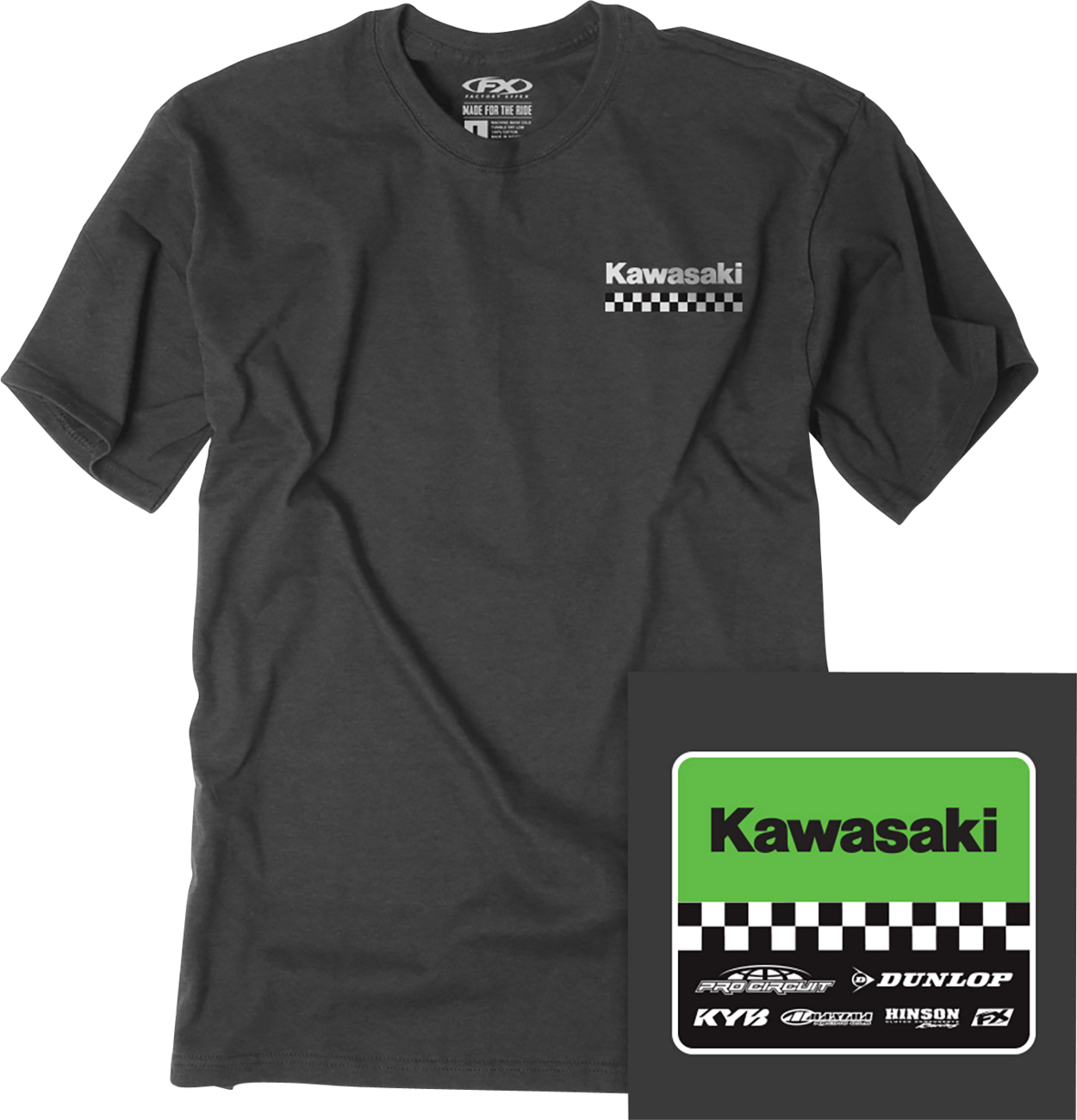 FACTORY EFFEX Youth Kawasaki Starting Line T-Shirt - Heather Charcoal - XL (Part Number 27-83106)