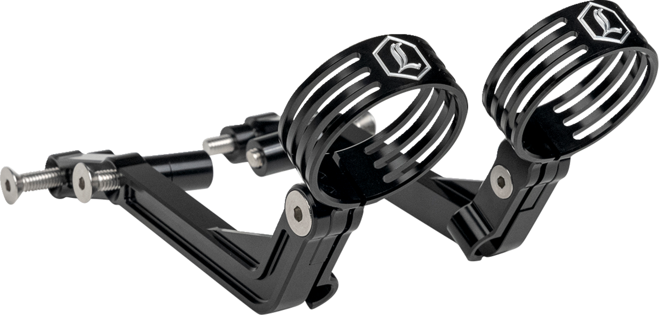 Legend Suspension Revo ARC External Reservoir Mounts for 2014+ Harley-Davidson Touring Models - Black 1313-0245