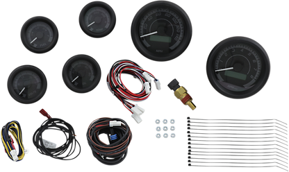 DAKOTA DIGITAL MVX-8K Series Analog/Digital 6-Gauge Kit - Black Bezel - Black Face with Gray Background MVX-8604-KG-K