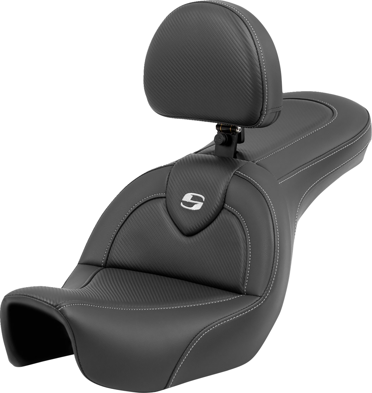 SADDLEMEN Roadsofa™ Seat - Carbon Fiber - with Backrest - FXD '06-'17 806-04-185BR