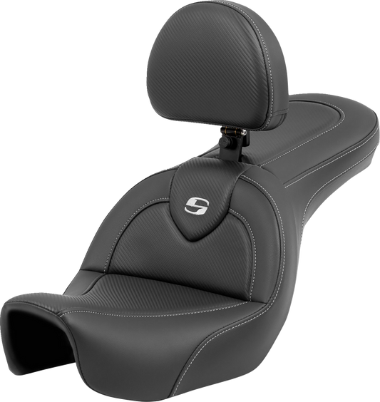 SADDLEMEN Roadsofa™ Seat - Carbon Fiber - with Backrest - FXD '06-'17 806-04-185BR
