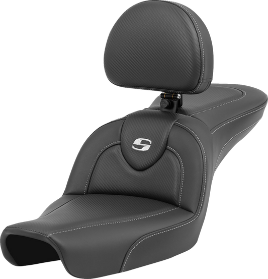 SADDLEMEN Roadsofa™ Seat - Carbon Fiber - with Backrest - FXD '96-'03 896-04-185BR