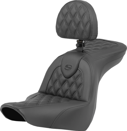 SADDLEMEN Roadsofa™ Seat - Lattice Stitch - with Backrest - FXLR/FLSB '18-'23 818-29-182BR
