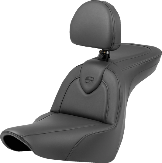 SADDLEMEN Roadsofa™ Seat - with Backrest - Black/Black Stitching - FXLR/FLSB '18-'23 818-29-187BR