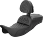 SADDLEMEN RoadSofa™ Seat - Honeycomb - with Backrest - Extended Reach - Heated - FL '08-'23 808-07B-190BRHC