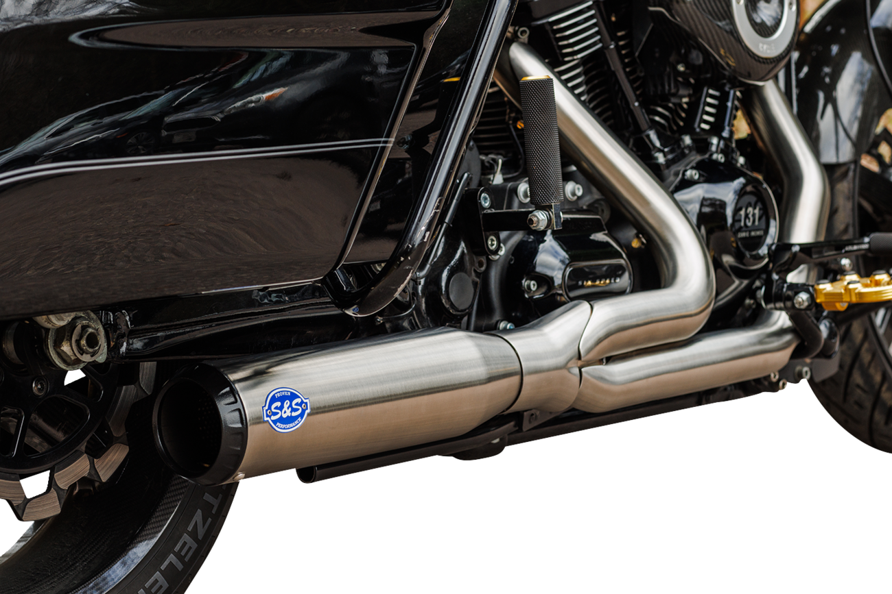 S&S CYCLE 2-into-1 Qualifier Exhaust System - Race Only - Brushed Stainless 550-1107