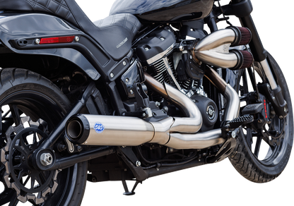S&S CYCLE 2-into-1 Qualifier Exhaust System - Race Only - Brushed Stainless 550-1105