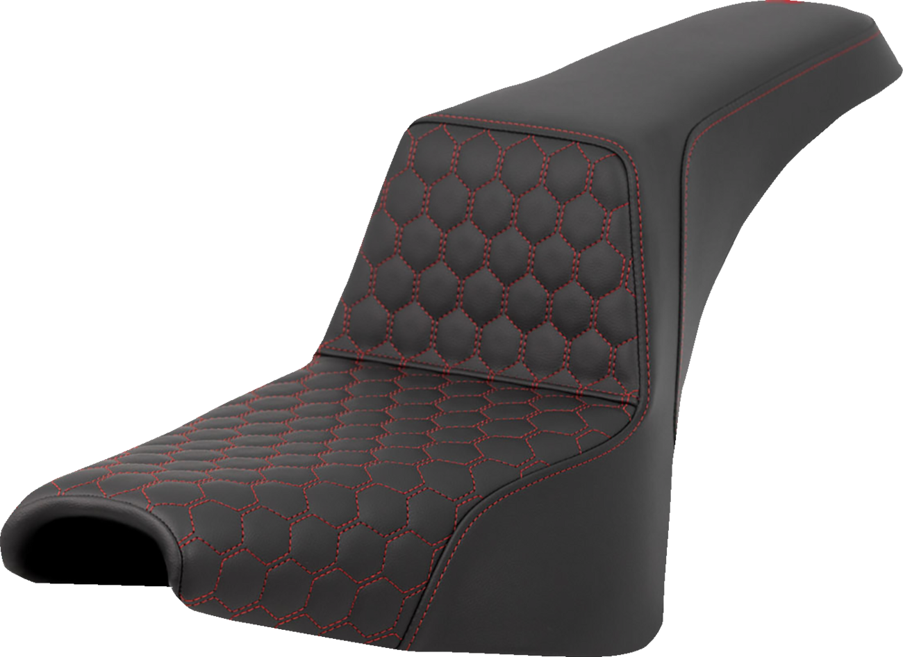 SADDLEMEN Step-Up Seat - Honeycomb - Red Stitching - FXBB/FXST '18-'24 818-30-17704
