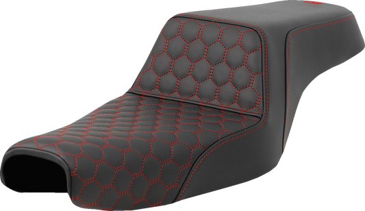 SADDLEMEN Step-Up Seat - Honeycomb - Red Stitching - 3.3 Gal Tank - Sportster '04-'22 807-11-17704