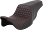 SADDLEMEN Step-Up Seat - Honeycomb - Red Stitching - FL '08-'23 808-07B-17704