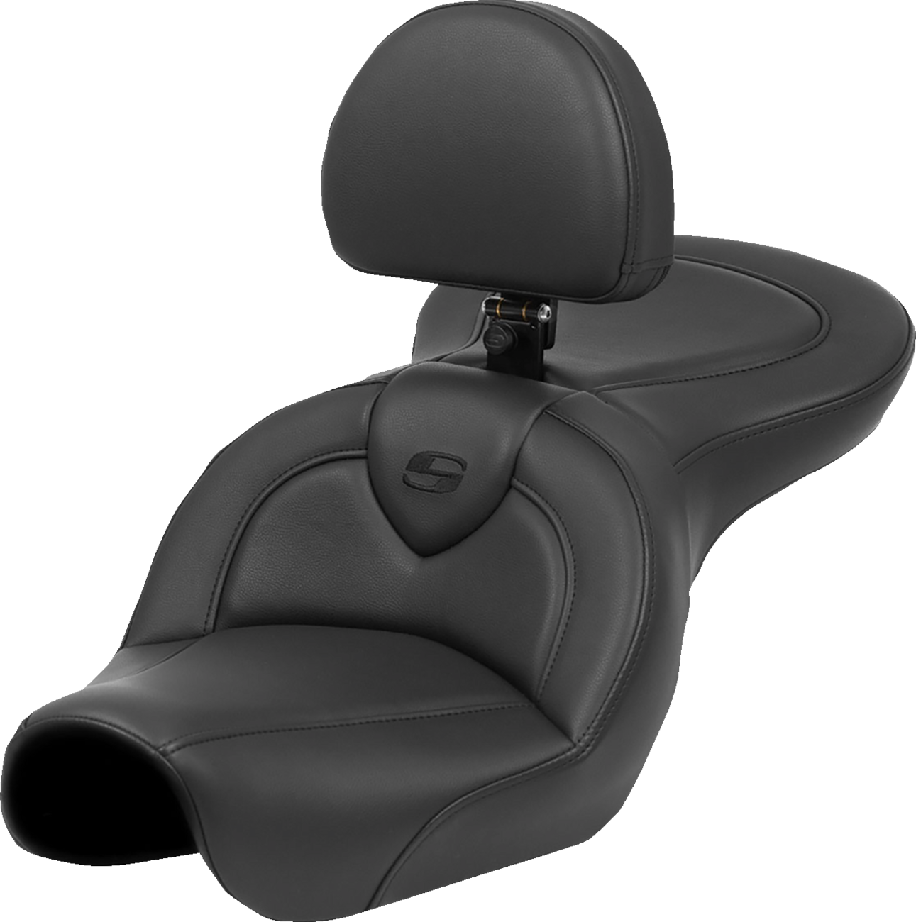 SADDLEMEN Roadsofa™ Seat - Black Stitch - with Backrest - FXD '04-'05 804-04-187BR