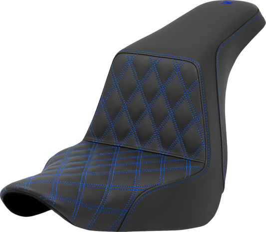 SADDLEMEN Step-Up Seat - Front Lattice Stitch - Blue Stitch - FXLR/FLSB '18-'24 818-29-17201
