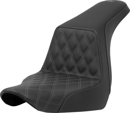 SADDLEMEN Step-Up Seat - Front Lattice Stitch - Gray Stitch - FXLR/FLSB '18-'24 818-29-17202