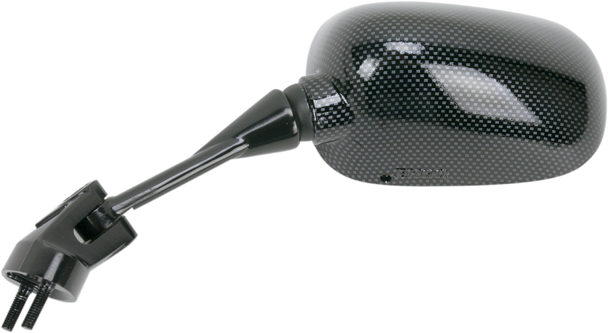 EMGO Mirror - Side View - Black/Carbon Fiber - Rectangle - Left - Kawasaki 20-43014