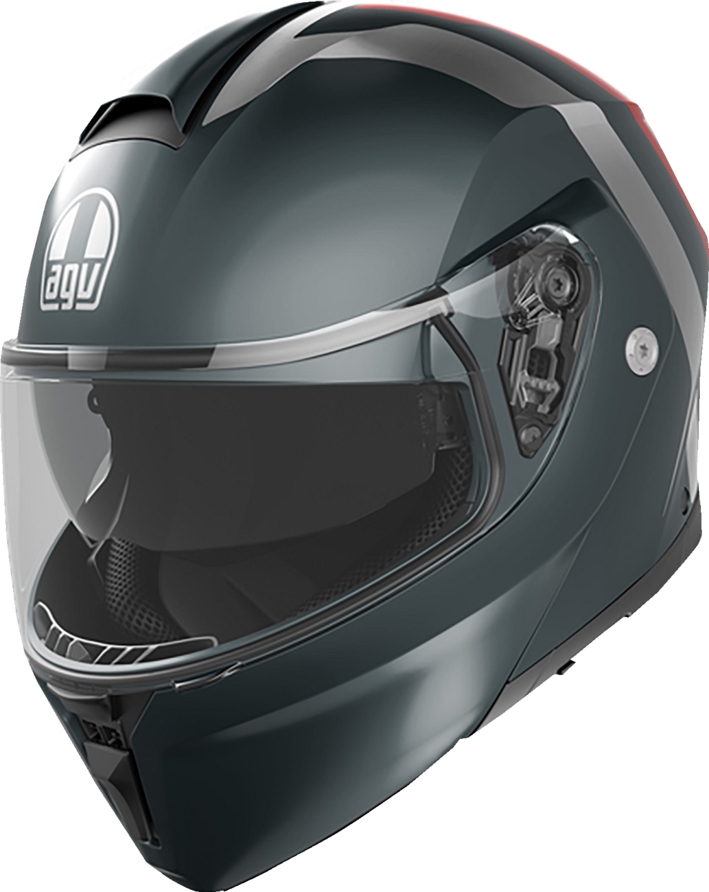 AGV Streetmodular Helmet - Resia - Matte Gray/Silver/Red - 2XL 21182960020062X