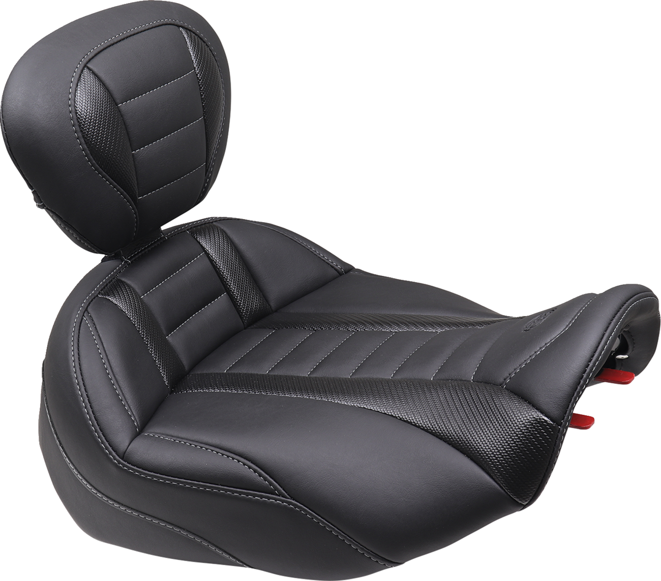 MUSTANG Deluxe Touring Solo Seat - w/ Backrest - Gunmetal Stitch - FLT/FLH '23-'25 89401GM