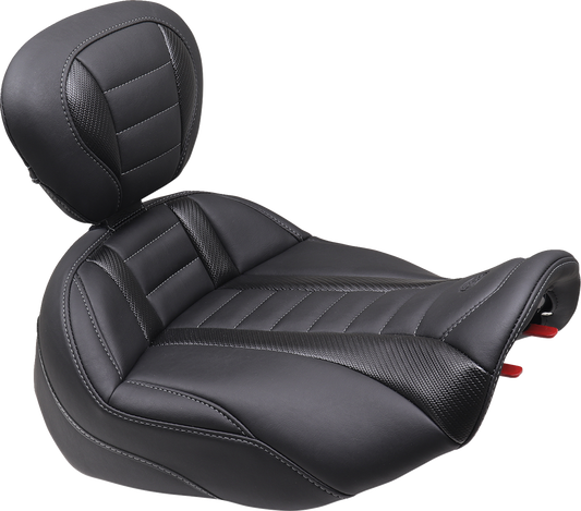 MUSTANG Deluxe Touring Solo Seat - w/ Backrest - Gunmetal Stitch - FLT/FLH '23-'25 89401GM