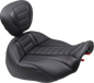 MUSTANG Deluxe Touring Solo Seat - w/ Backrest - Gunmetal Stitch - FLT/FLH '23-'25 89401GM