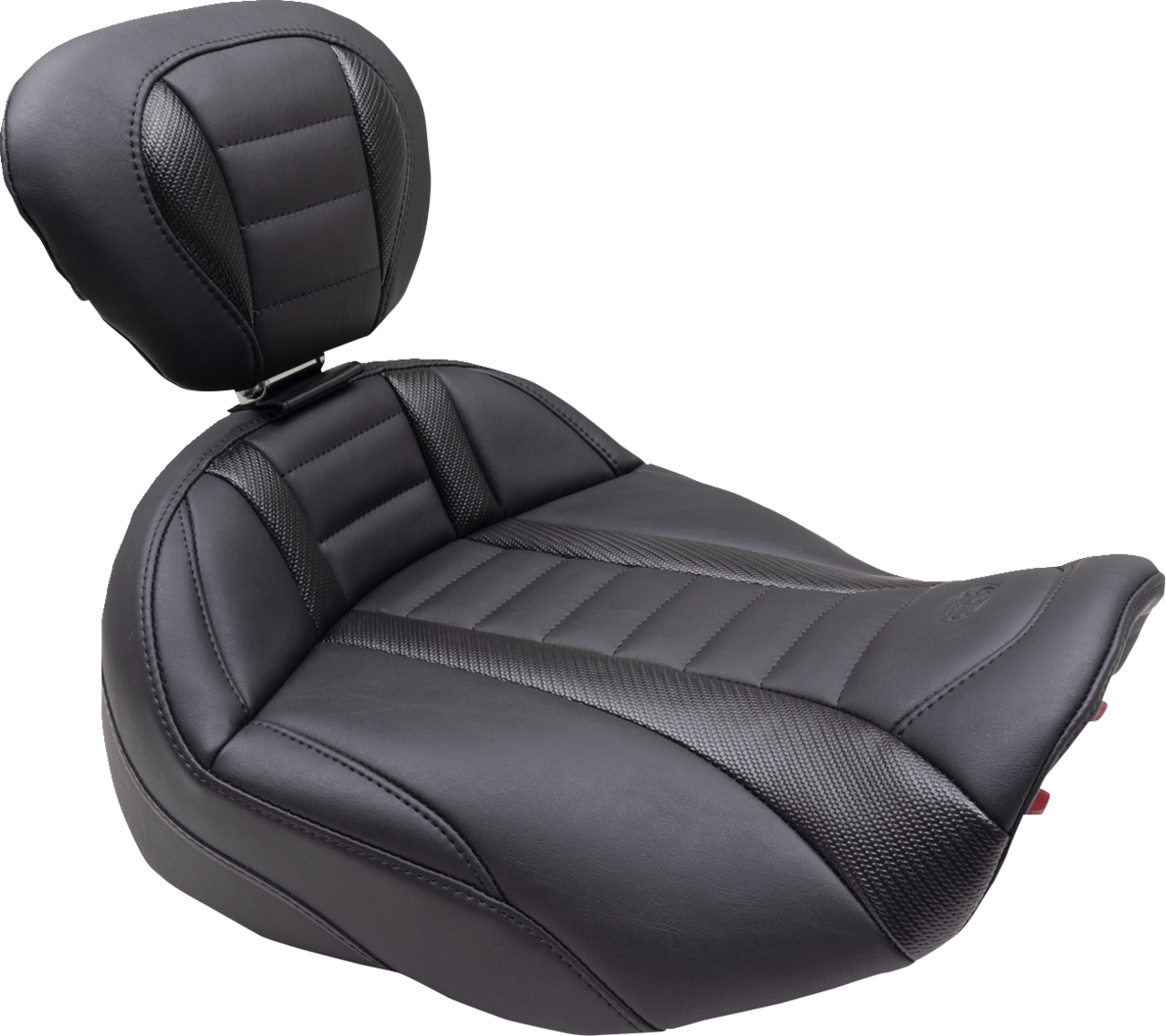 MUSTANG Deluxe Touring Solo Seat - w/ Backrest - Black Stitch - FLT/FLH '23-'25 89401