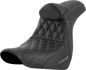 SADDLEMEN Pro Series SDC Performance Seat - w/ Backrest - Gray Stitch - FL/FX '18-'23 SC81829GRERT