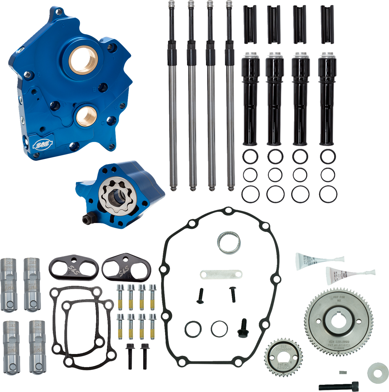 S&S CYCLE Cam Chest Kit without Cams - Gear Drive - Water Cooled - Black Pushrods - M8 310-1260
