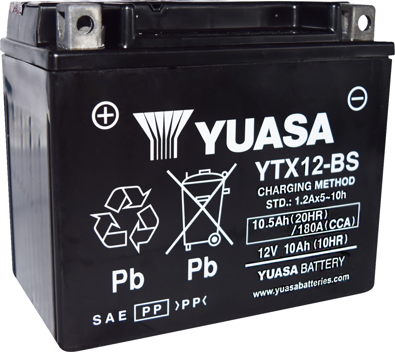 YUASA YTX12BS YUAM3RH2SIND Absorbed-Glass Mat Battery for Motorcycles and Powersports Equipment