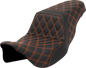SADDLEMEN Step-Up Seat - Lattice Stitch - Orange Stitch - FLH/FLT '08-'23 808-07B-17503