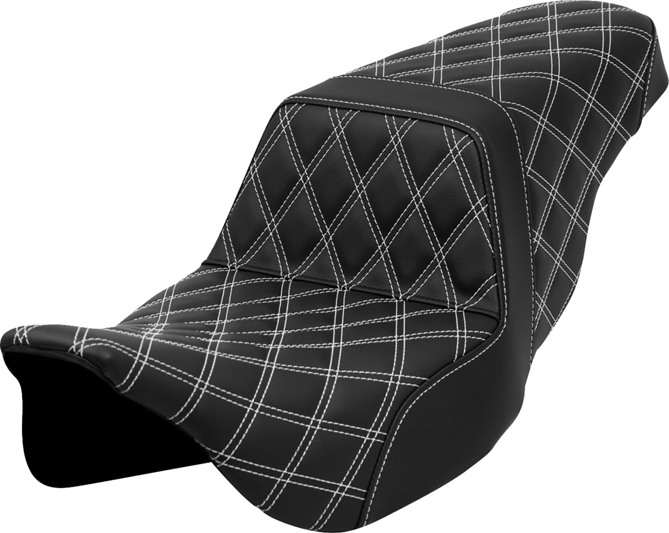 SADDLEMEN Step-Up Seat - Lattice Stitch - White Stitch - FLH/FLT '08-'23 808-07B-17506