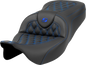 SADDLEMEN Roadsofa™ Seat - Lattice Stitch - Blue Stitch - without Backrest - FLH/FLT '08-'23 808-07B-18201