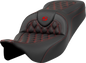SADDLEMEN Roadsofa™ Seat - Lattice Stitch - Red Stitch - without Backrest - FLH/FLT '08-'23 808-07B-18204