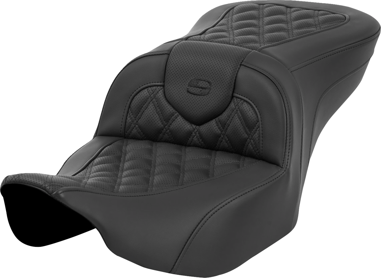 SADDLEMEN Roadsofa™ Seat - without Backrest - Lattice Stitch - Black - FL '23-'24 823-07-182