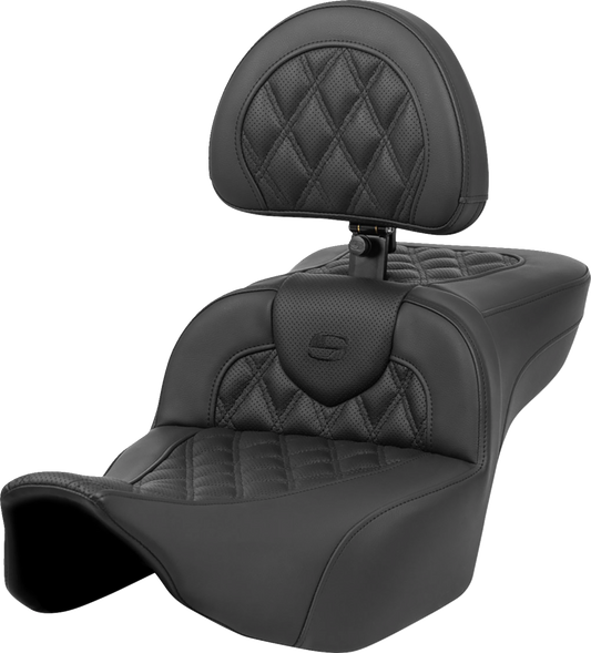 SADDLEMEN Roadsofa™ Extended Reach Seat - Lattice Stitch - with Backrest - FL '23-'24 823-07-184BR
