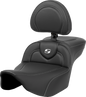 SADDLEMEN Roadsofa™ Extended Reach Seat - Carbon Fiber - Silver Stitch/Silver Logo - w/ Backrest - FL '23-'24 823-07-186BR