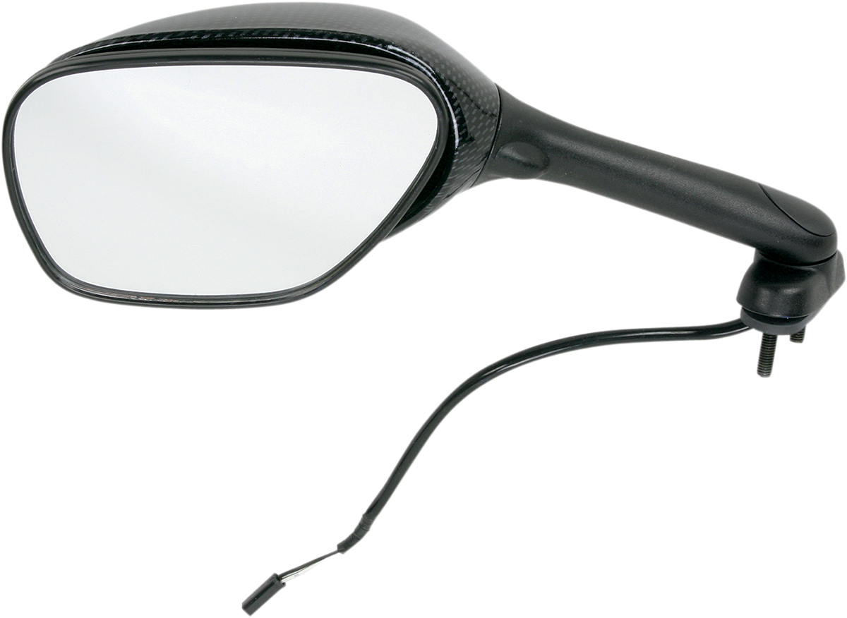 EMGO Mirror - Side View - Lighted - Black/Carbon Fiber - Rectangle - Left - Suzuki 20-69794
