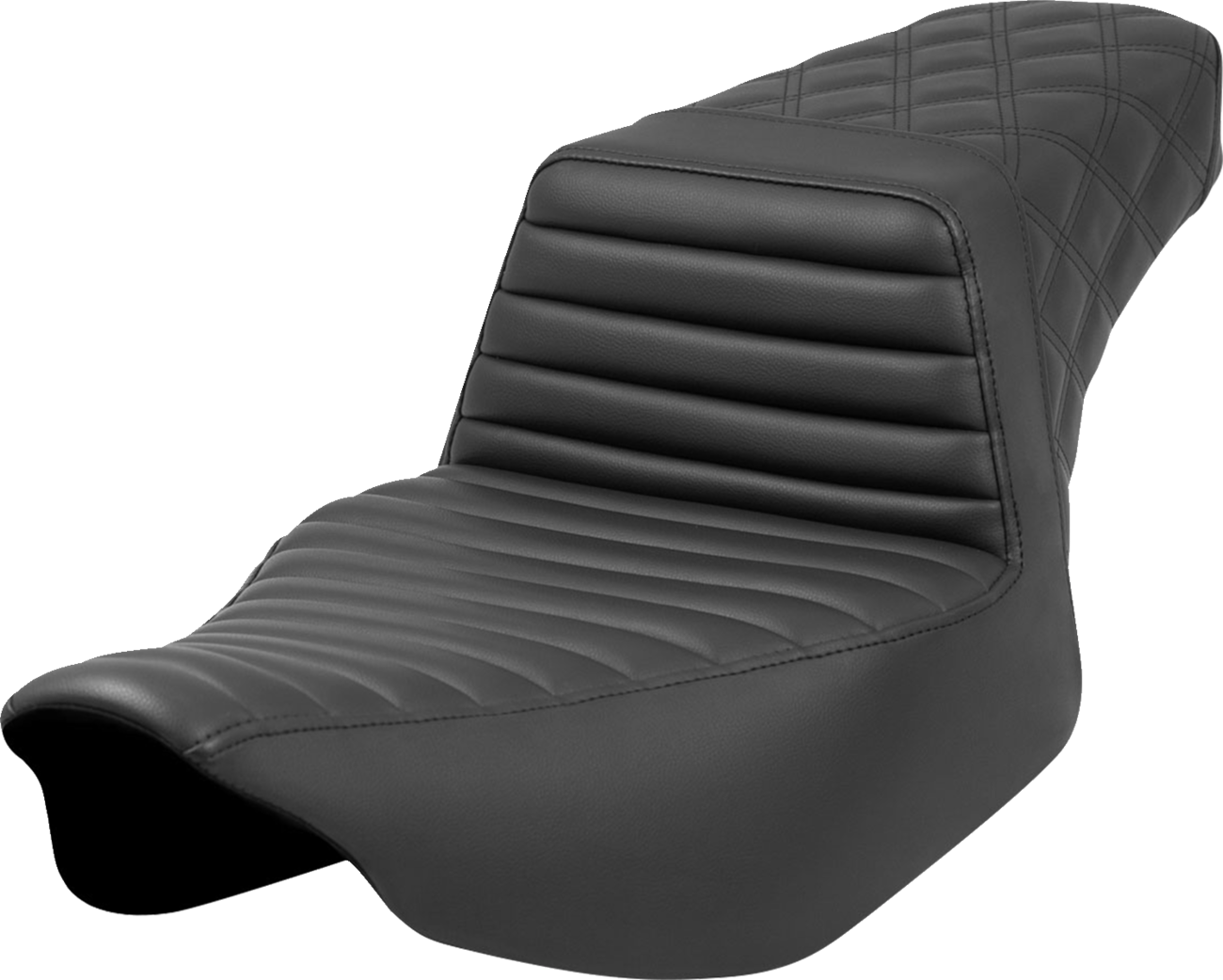 SADDLEMEN Step-Up Seat - Front Tuck-n-Roll/Rear Lattice - Black - Extended Reach - FL '23-'24 823-07E-176