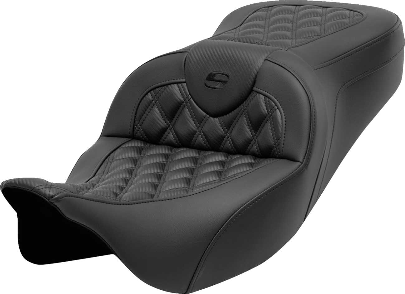 SADDLEMEN Roadsofa™ Seat - without Backrest - Lattice Stitch - Carbon Fiber - FL '08-'23 808-07B-20600