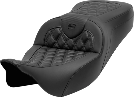 SADDLEMEN Roadsofa™ Seat - without Backrest - Lattice Stitch - Carbon Fiber - FL '08-'23 808-07B-20600