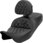 SADDLEMEN Roadsofa™ Seat - with Backrest - Lattice Stitch - Carbon Fiber - FL '08-'23 808-07B-206C0