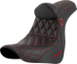 SADDLEMEN Pro Series SDC Performance Seat - w/ Backrest - Red Stitch - FL/FX '18-'23 SC81829REDRT