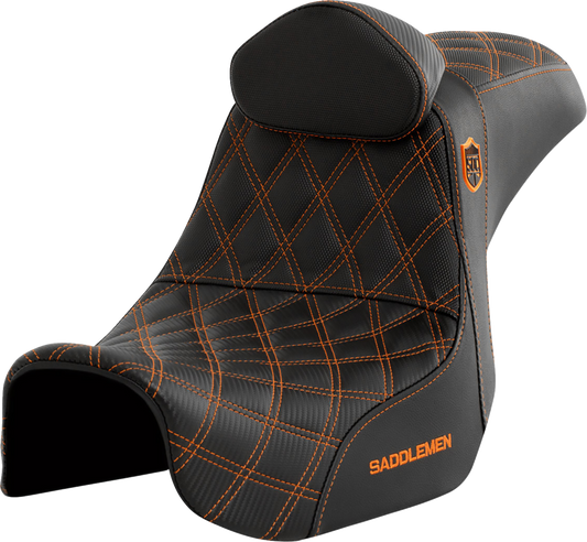 SADDLEMEN Pro Series SDC Performance Seat - w/ Backrest - Orange Stitch - Dyna '06-'17 SC80604ORART