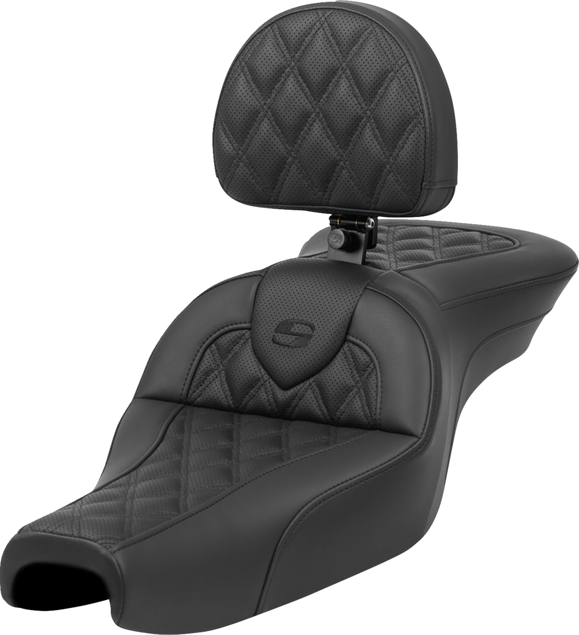 SADDLEMEN Roadsofa™ Seat - with Backrest - Lattice Stitch - XL '04-'22 807-11-182BR