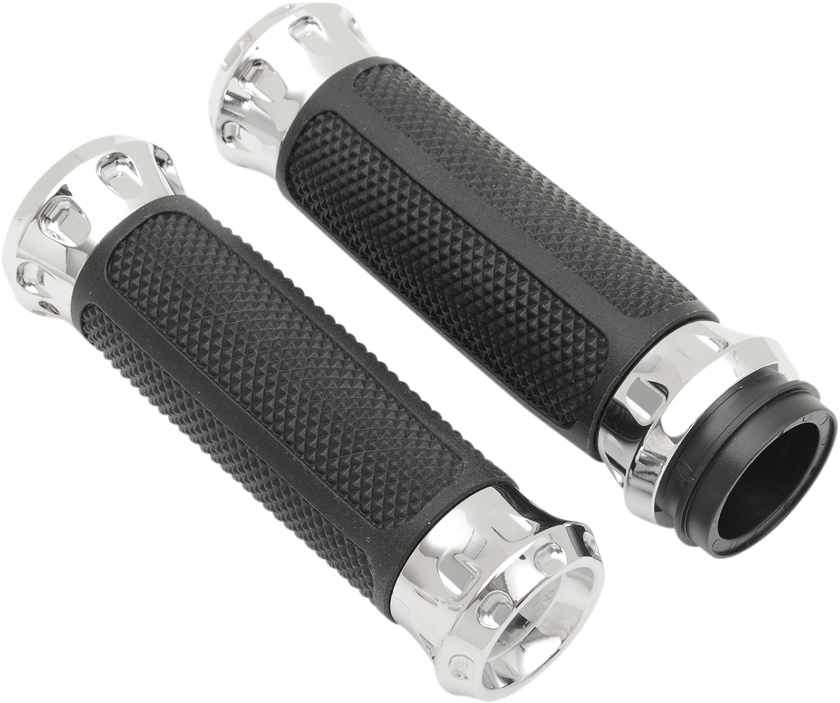 PERFORMANCE MACHINE (PM) Overdrive Custom Grips - TBW - Chrome 0063-2082-CH